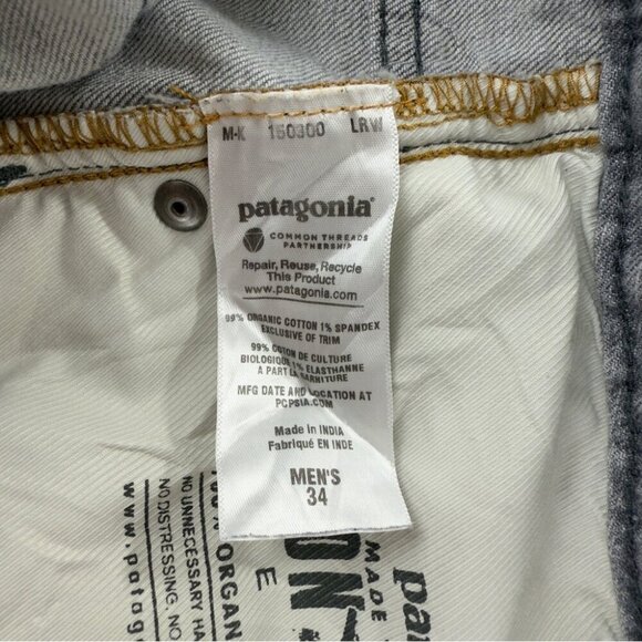 Patagonia Men's Size 35x32 Grey Straight Leg Jeans Iron Clad Denim 100% Organic - Picture 2 of 12